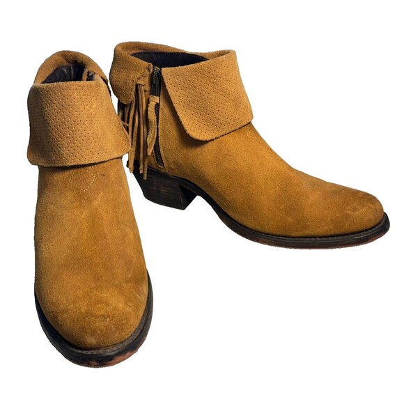 Reba Womens Suede Booties Boots by Justin Boots Brown Suede Fringe Size 10.5B - Picture 4 of 10